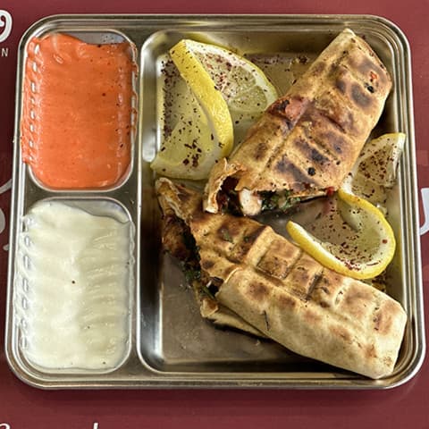 Shish sandwich on charcoal