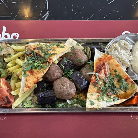 Eggplant kebab meal